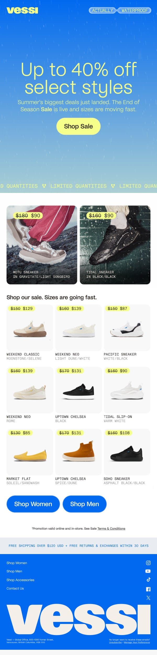 💧Up to 40% off starts now email from Vessi screenshot