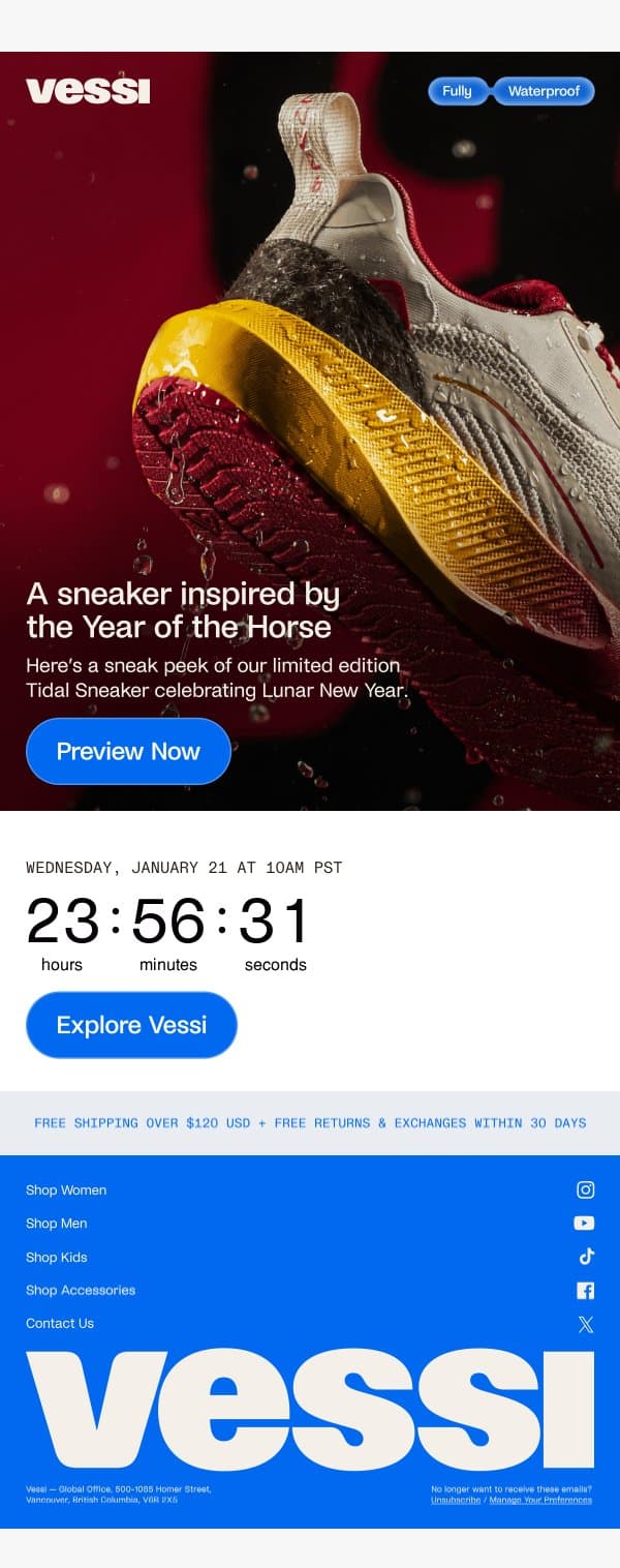 💧First look at the Lunar New Year Tidal Sneaker email from Vessi screenshot