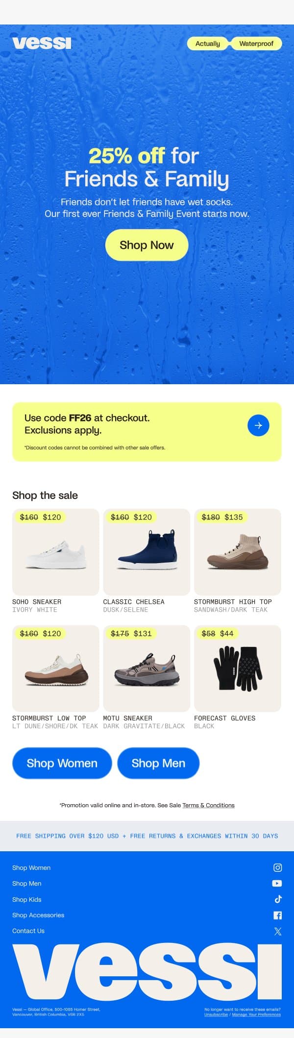 💧The Friends & Family Event starts now email from Vessi screenshot