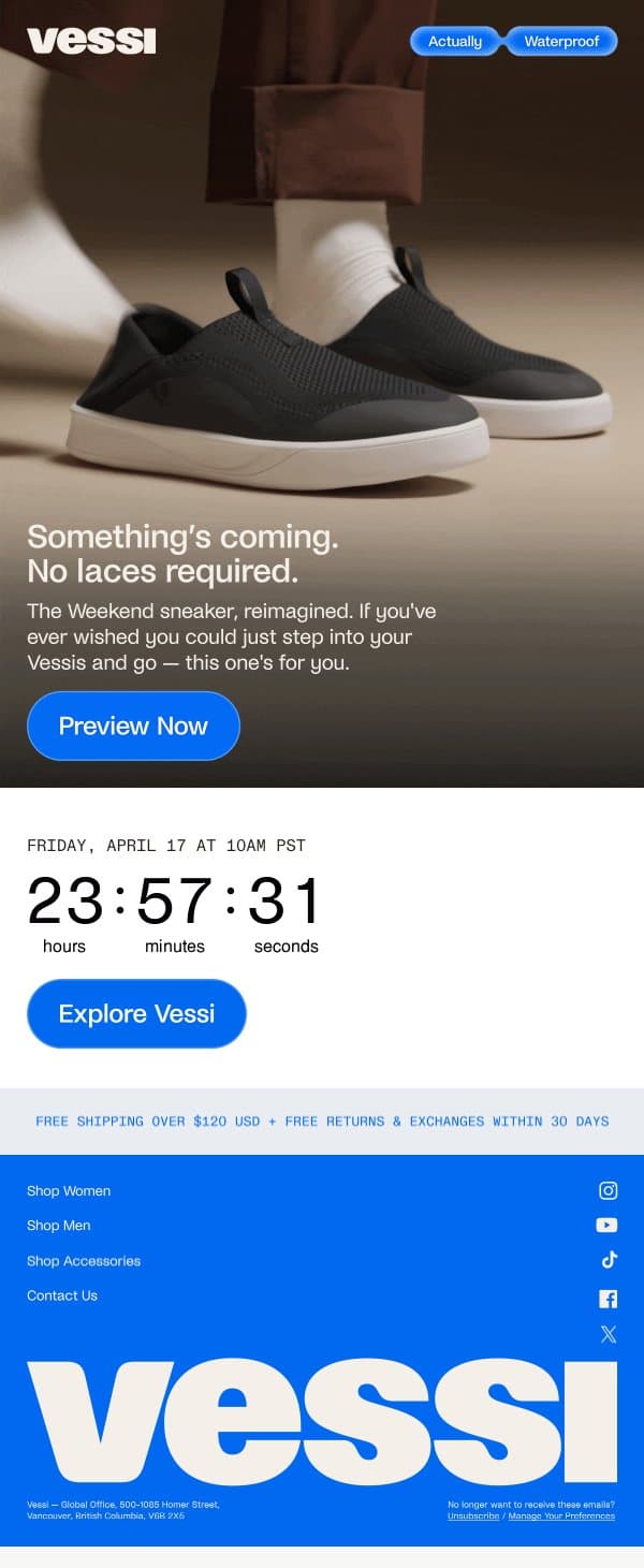 💧Something new. No laces. email from Vessi screenshot