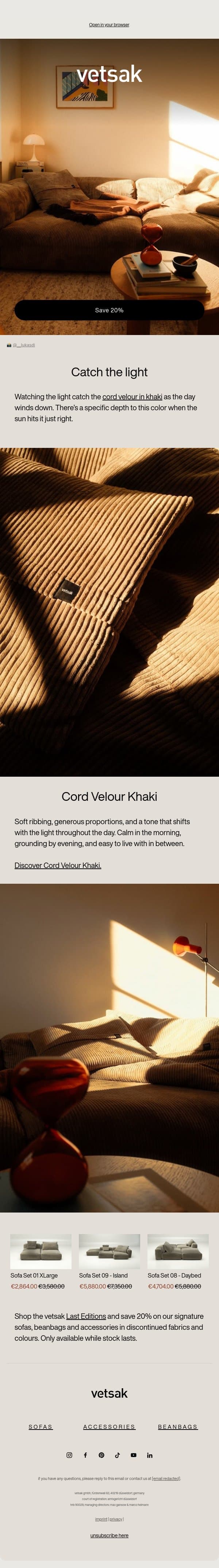 Catch the light. email from Vetsak screenshot