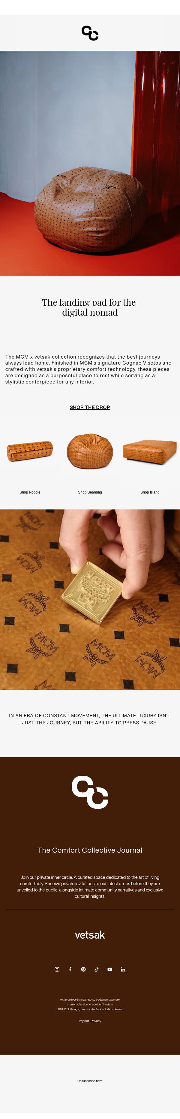 The landing pad for the digital nomad. email from Vetsak screenshot