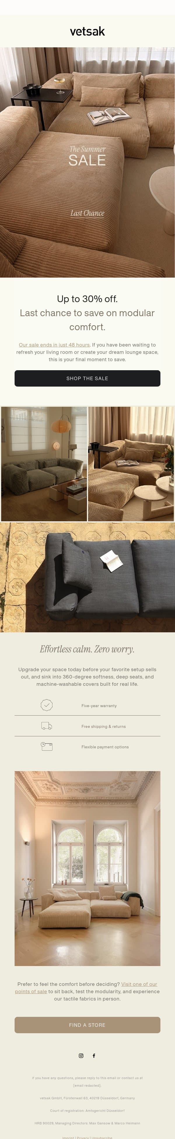 SALE ends in two days. email from Vetsak screenshot