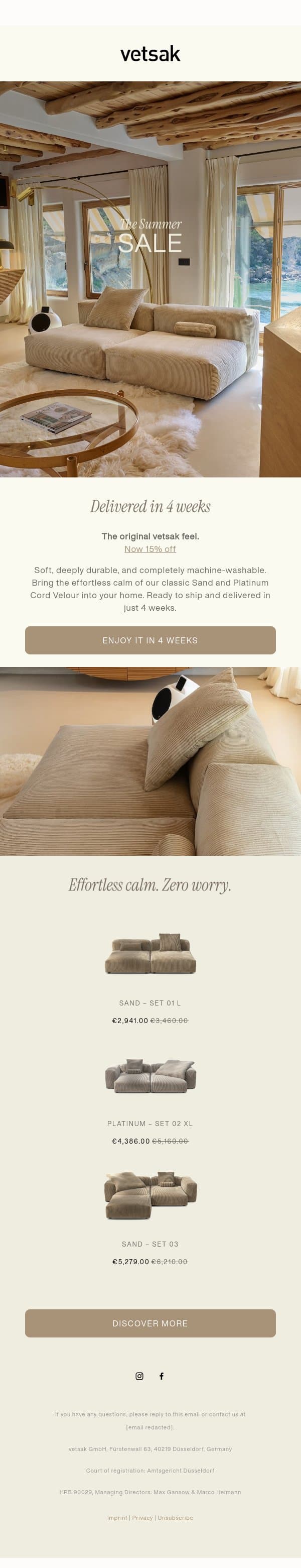 4 weeks to touch the iconic softness! email from Vetsak screenshot