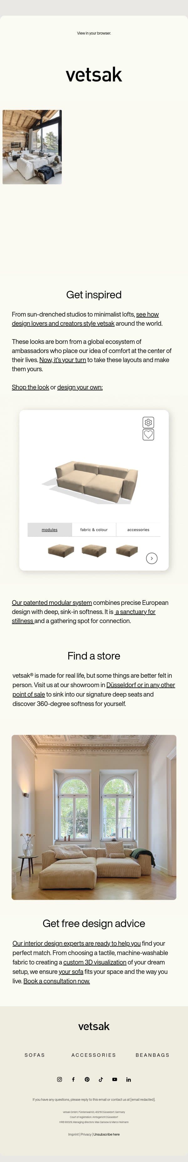 Get inspired. email from Vetsak screenshot
