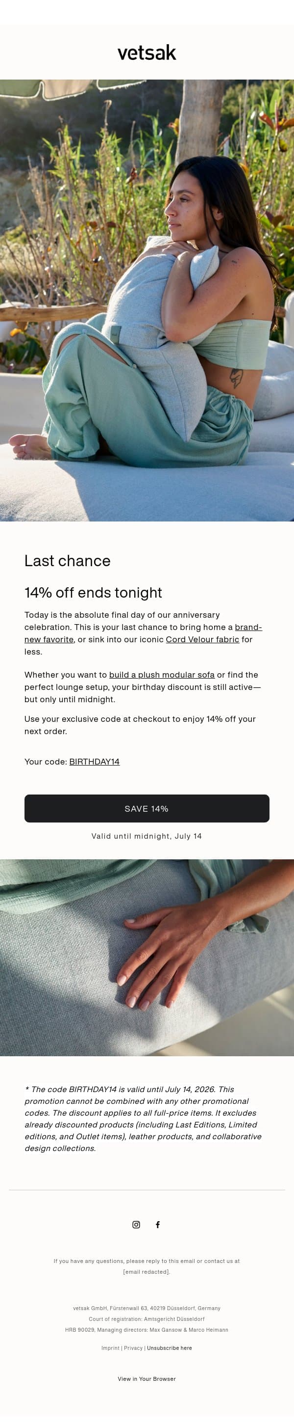 Last chance. email from Vetsak screenshot