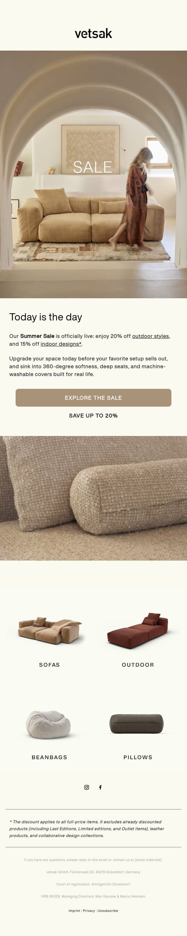 Summer Sale is here. email from Vetsak screenshot