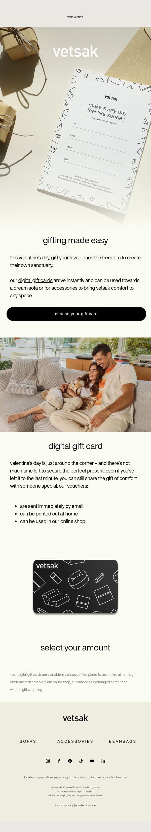 gifting made easy email from Vetsak screenshot