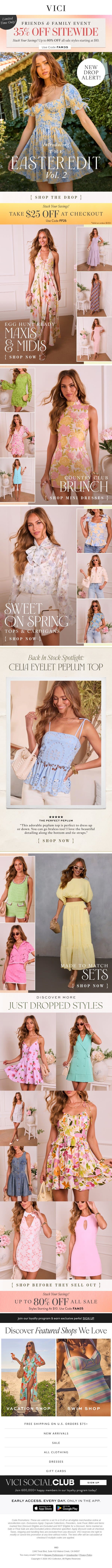 35% Off Sitewide & FREE $25! Friends & Family Starts NOW 👭 email from Vici screenshot