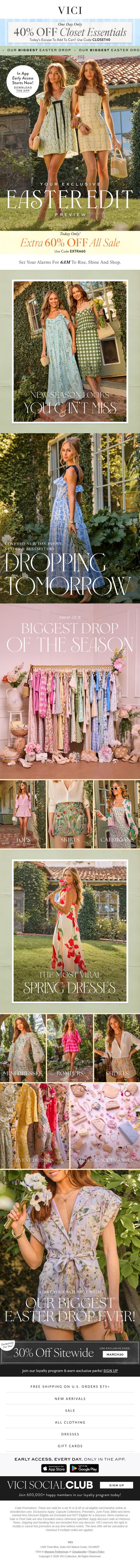 The Easter Edit Drops Tomorrow 🐣 Shop NOW in the App email from Vici screenshot