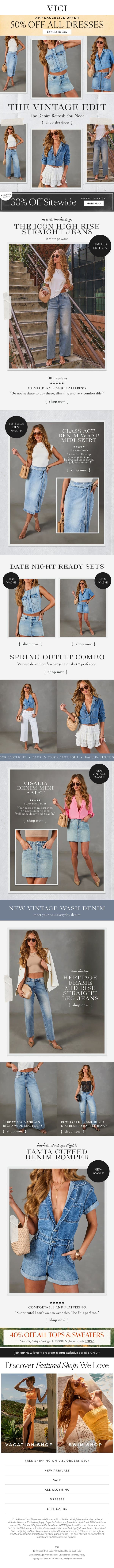 Just In! The Vintage Edit + 40% Off Tops & Sweaters Ends Tonight email from Vici screenshot