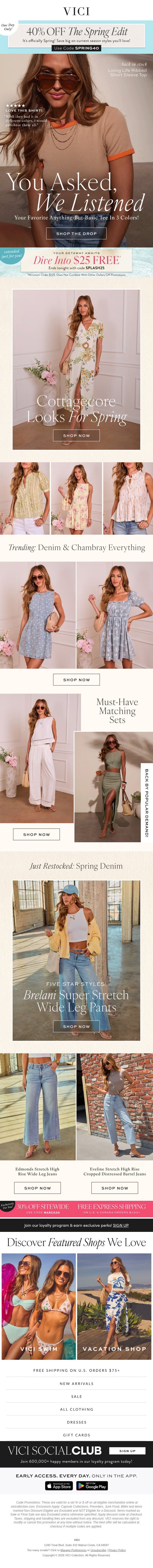Just in! The Sunshine Edit (It's 40% OFF Today!) email from Vici screenshot