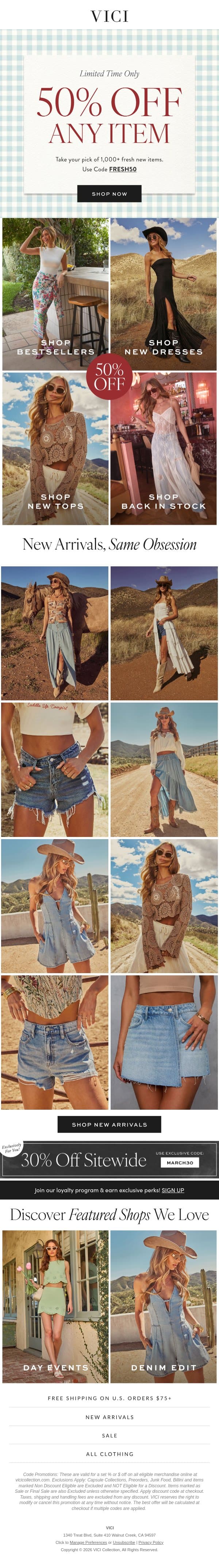 ✨50% Off Any Item Today✨ email from Vici screenshot