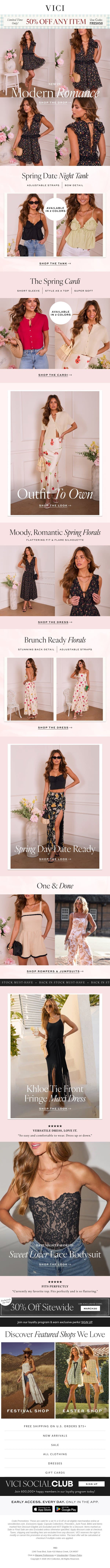 In With New: Modern Romance 💐 50% off Any Item email from Vici screenshot