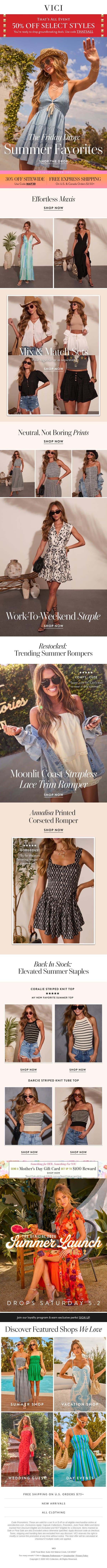 The Friday Drop: Summer's Favorites Inside + Ground Breaking Deal: 50% Off Inside! email from Vici screenshot