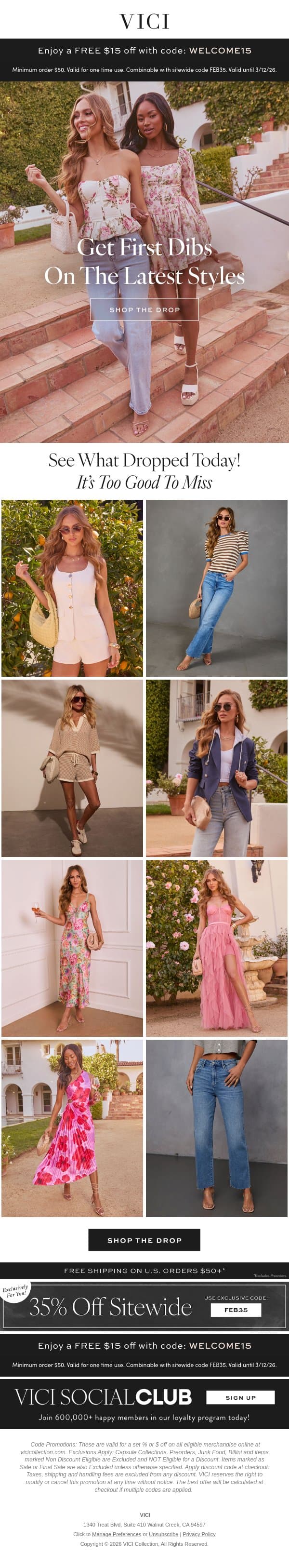 Your Daily Drop of New Styles Has Arrived! email from Vici screenshot