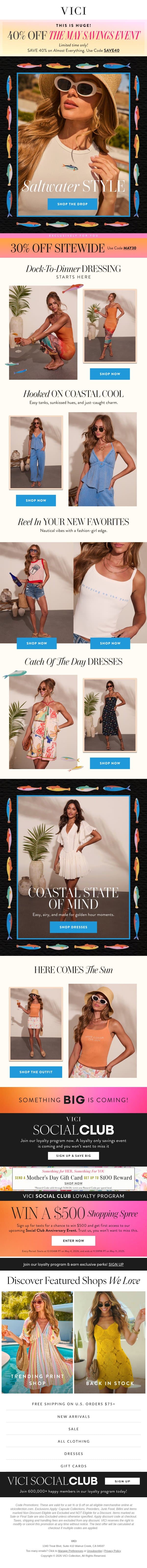 NEW: Saltwater Style 🐠 40% OFF Almost Everything! email from Vici screenshot