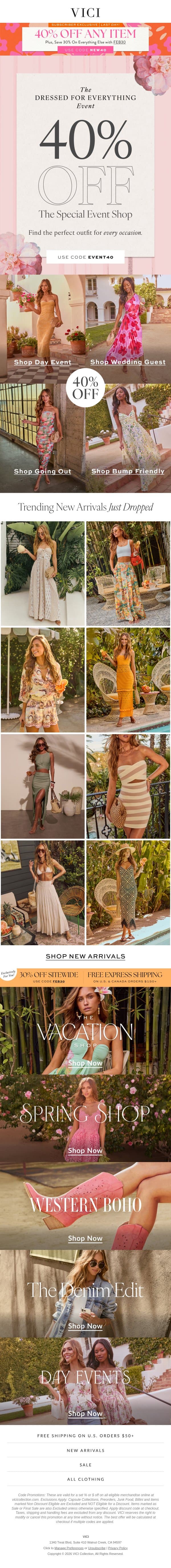 Last Chance! 40% Off Any Item You Choose (yes, ANY!) email from Vici screenshot