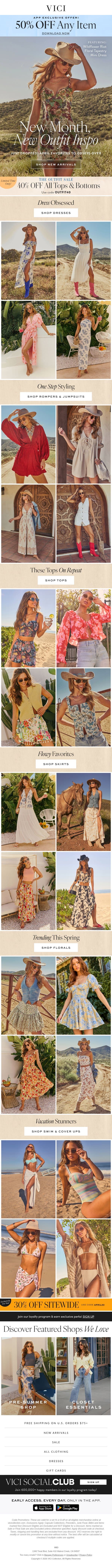 Last Chance! App Only Secret Sale & 40% Off The Outfit Sale Ends Soon email from Vici screenshot
