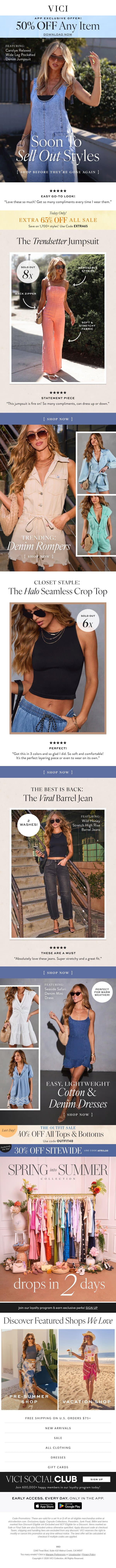 Just Dropped: Soon To Sell Out Styles + EXTRA 65% Off Sale Today email from Vici screenshot