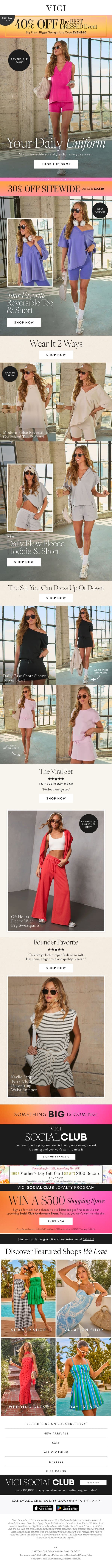 New Today: Your Daily Uniform + 40% Off The Best Dressed Event email from Vici screenshot