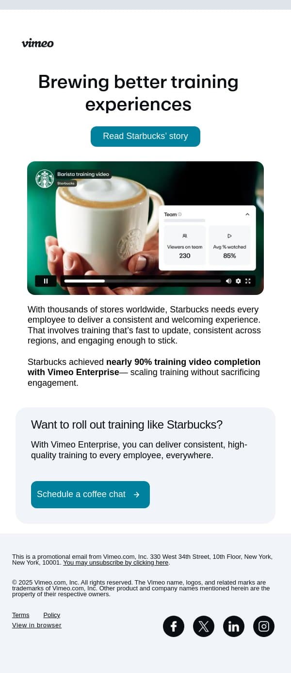 Starbucks’ training secret email from Vimeo screenshot