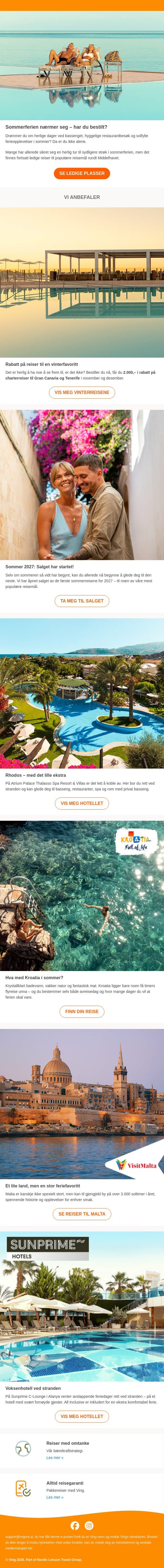 Sommerferien er ikke utsolgt – enda! ☀️ email from Ving screenshot