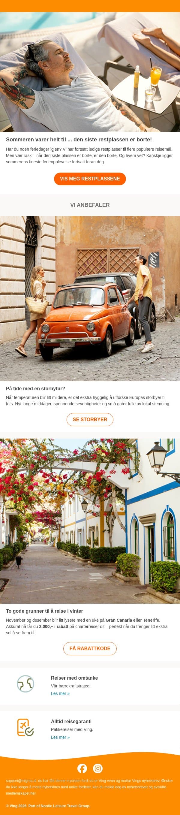 Sommerens siste restplasser 😎 email from Ving screenshot