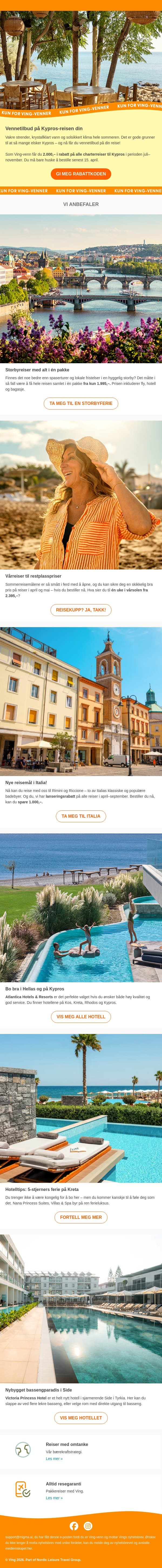 Vennetilbud på Kypros-reiser🌞 email from Ving screenshot