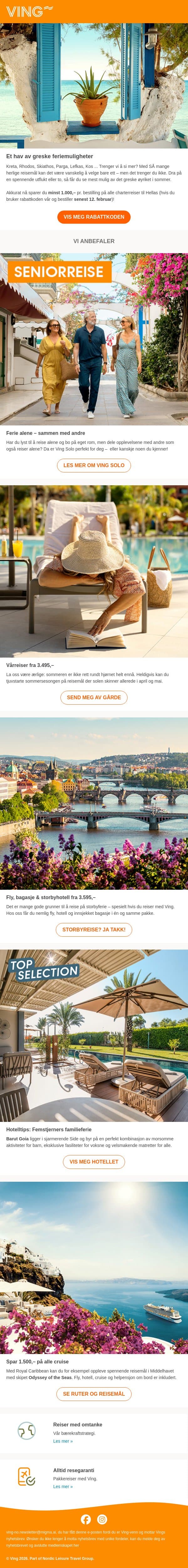 Spar minst 1.000,– på ALT i Hellas 😎 email from Ving screenshot