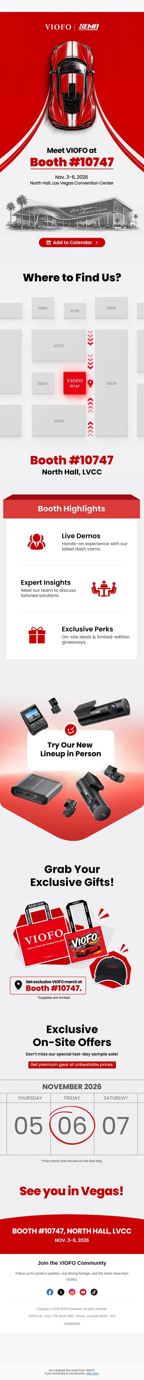 Meet VIOFO at SEMA 2026! email from Viofo screenshot