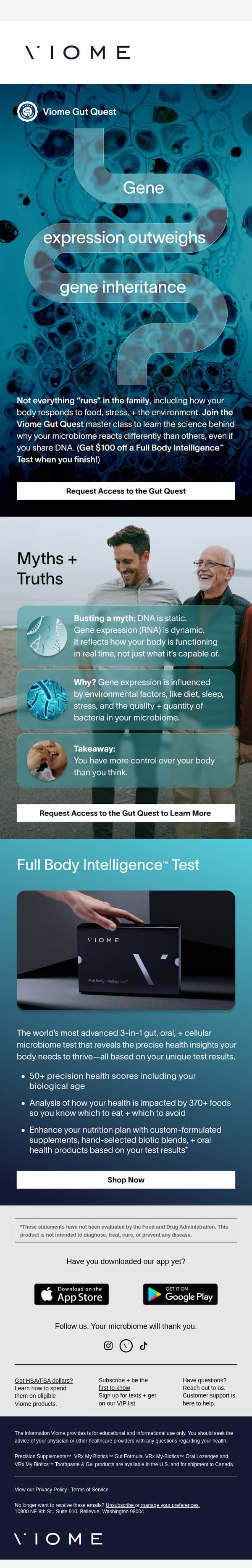 Your genes aren’t your destiny 🧬 email from Viome screenshot