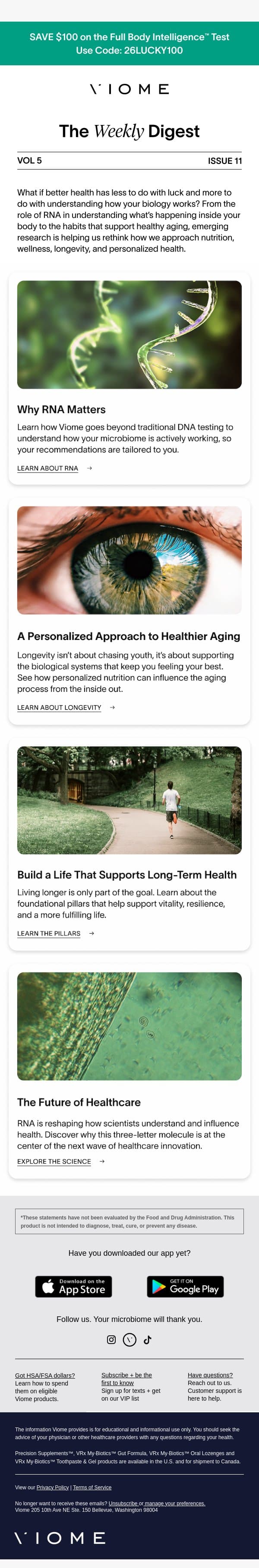 Beyond Luck: The Science of Better Health 🍀 email from Viome screenshot