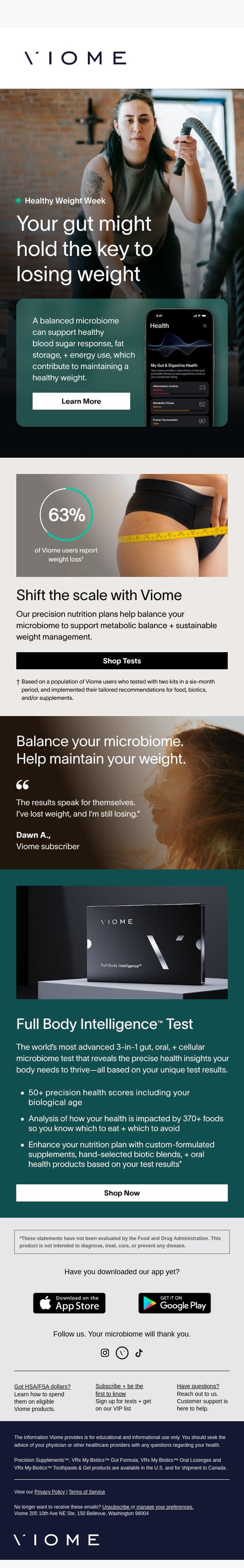 The hidden player that might help you lose weight… email from Viome screenshot