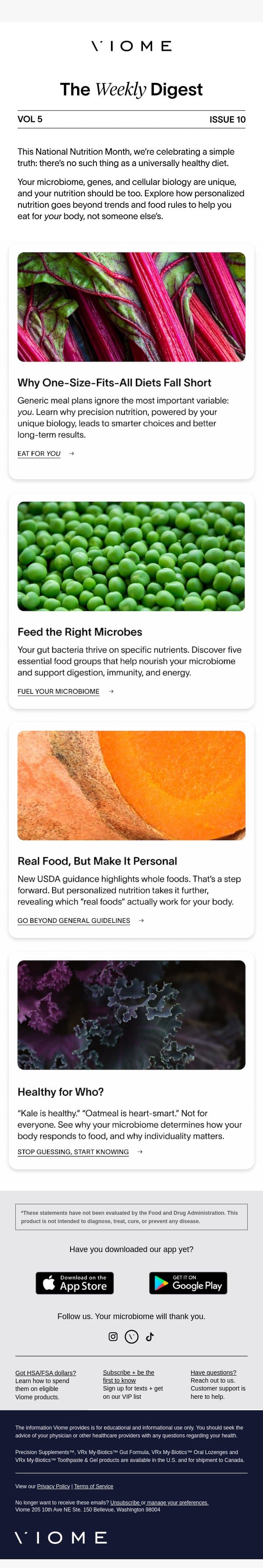 Nutrition Month: Take it personally! email from Viome screenshot