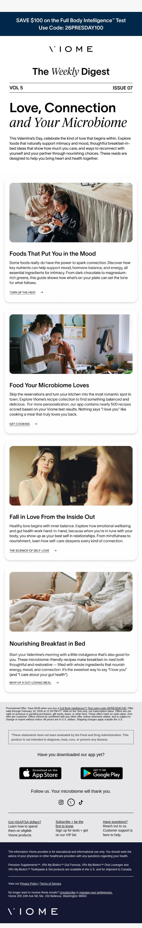 Love is in the Air… and in Your Microbiome email from Viome screenshot