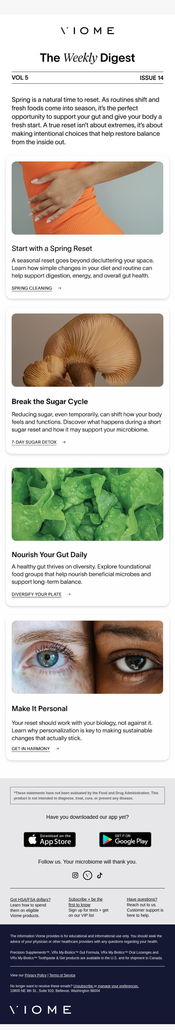 Time for a gut-level spring clean ✨ email from Viome screenshot