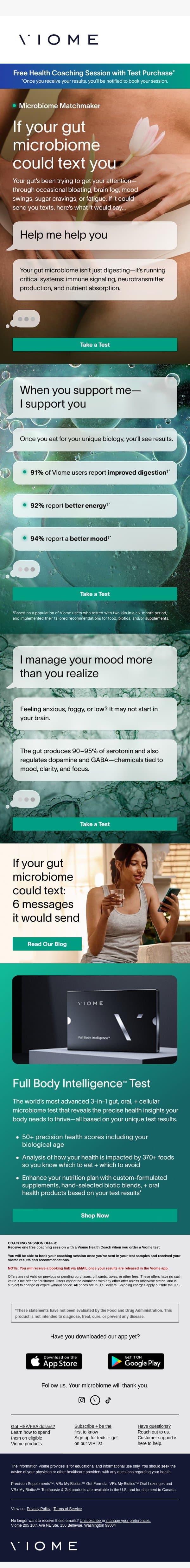 What your gut is trying to tell you… email from Viome screenshot