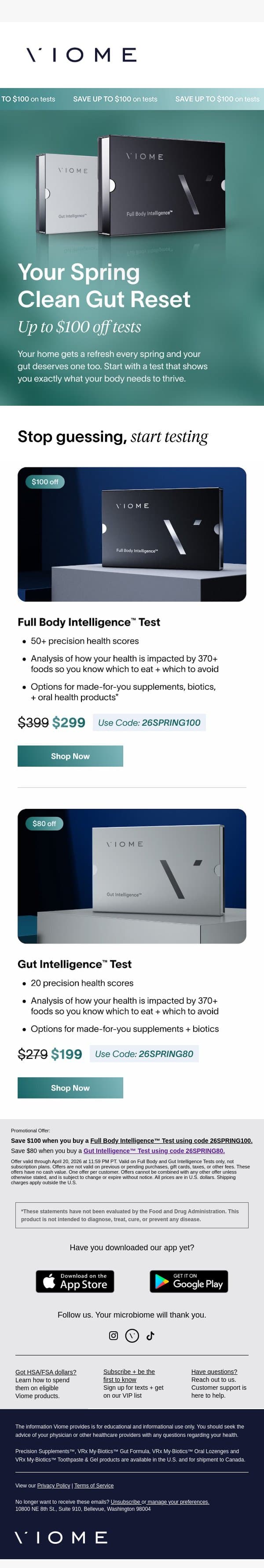🌿 Spring clean your gut with SAVINGS! email from Viome screenshot