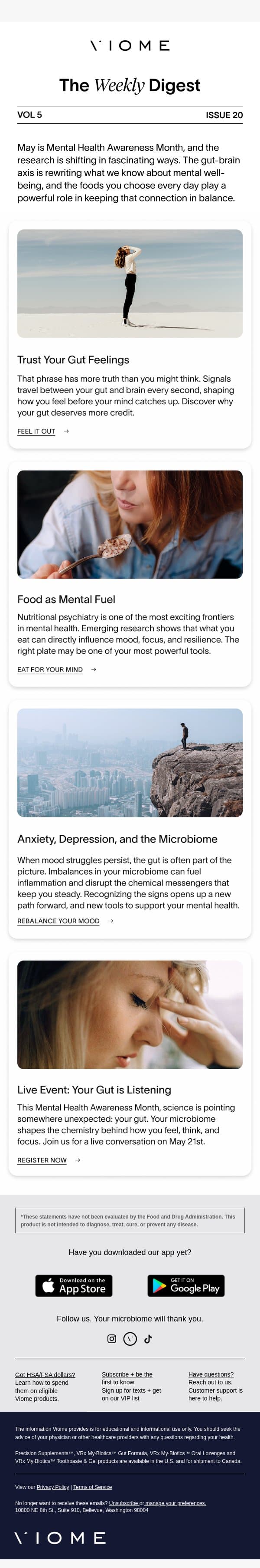 Mood, meet microbiome email from Viome screenshot