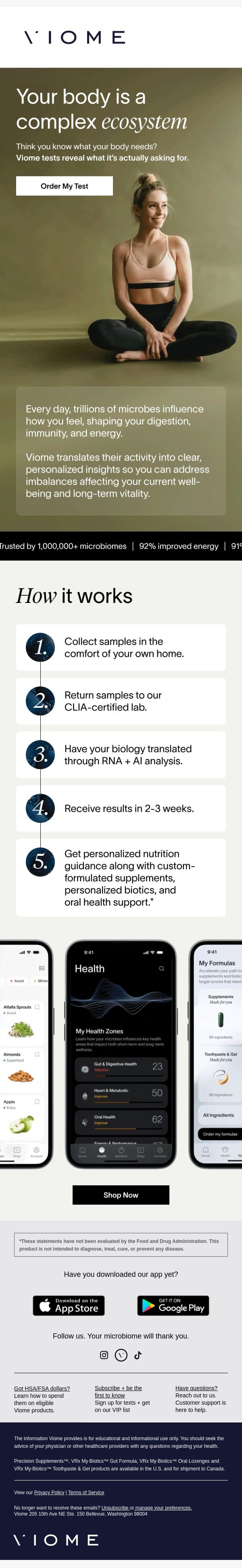 Translate the language of your microbiome 🦠 email from Viome screenshot