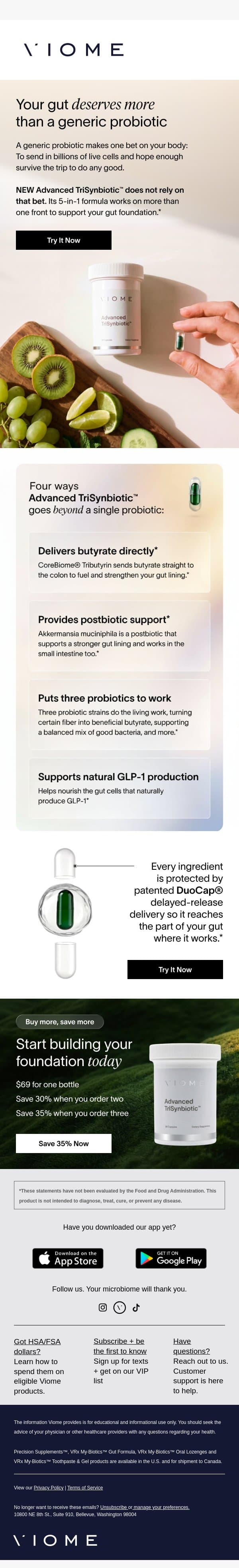 Should you break up with your generic probiotic? email from Viome screenshot