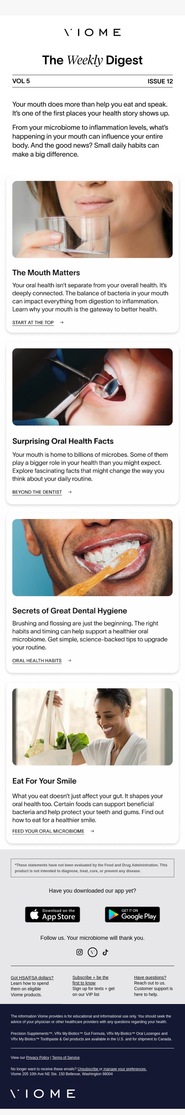 Health starts at the top 🗣️ email from Viome screenshot