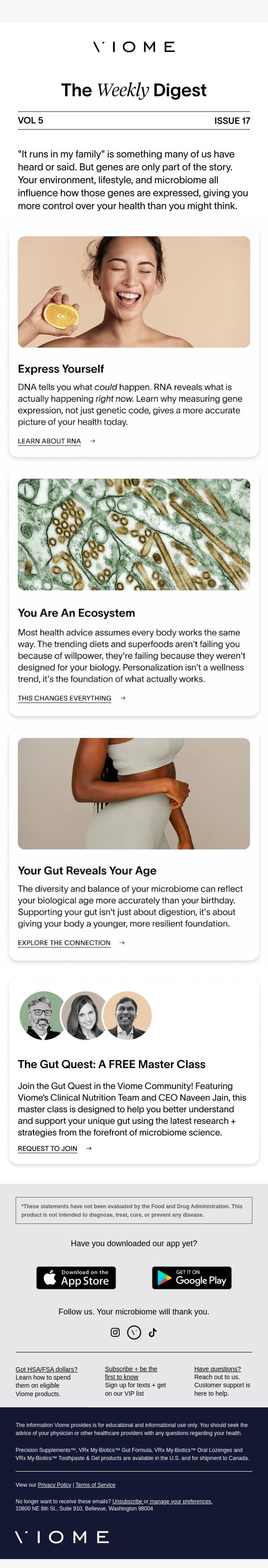 The ecosystem of YOU 🌟 email from Viome screenshot