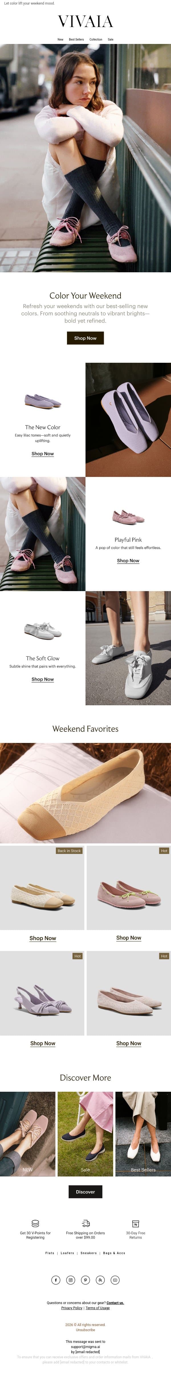 New month, new palette—your favorites await! email from VIVAIA screenshot