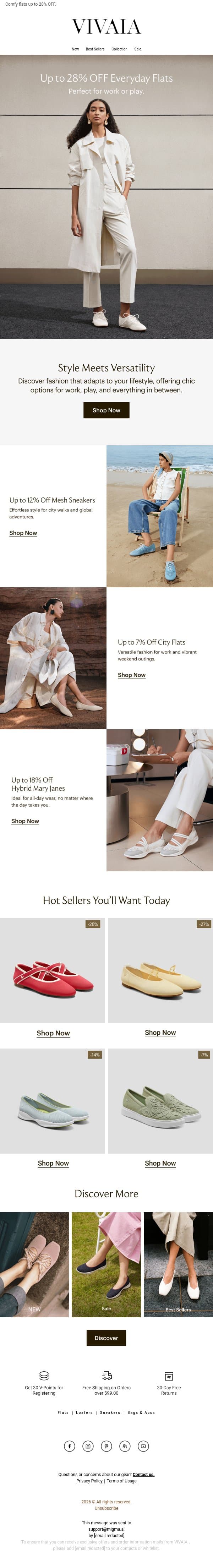 Up to 28% Off: Style Meets Versatility 😍 email from VIVAIA screenshot
