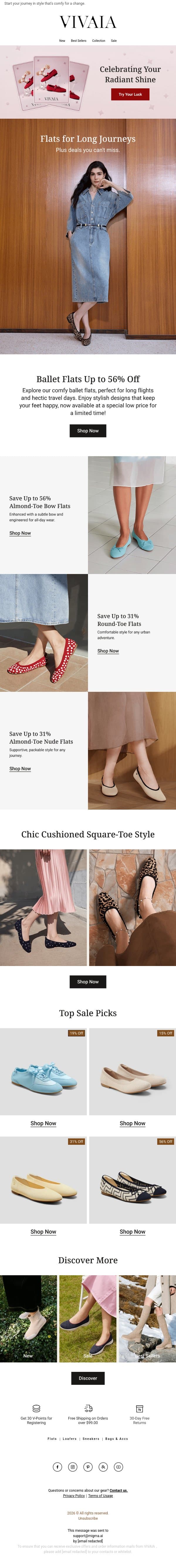 SALE: Travel in Comfort for Less 🌸 email from VIVAIA screenshot