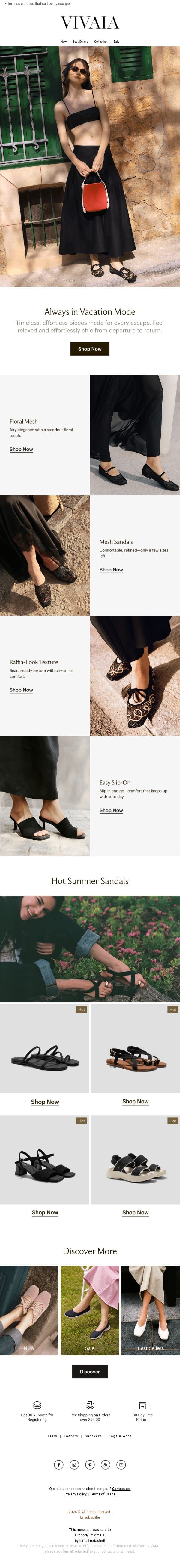 Vacation Ready in Black email from VIVAIA screenshot