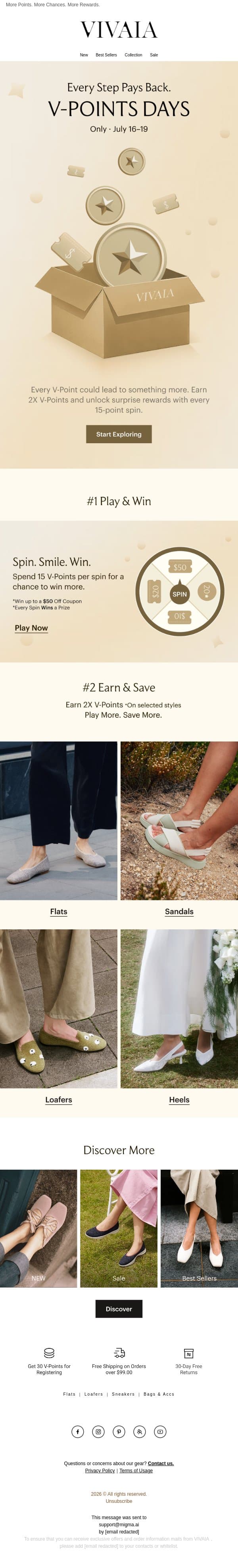 Our Biggest V-Points Event Is Here email from VIVAIA screenshot