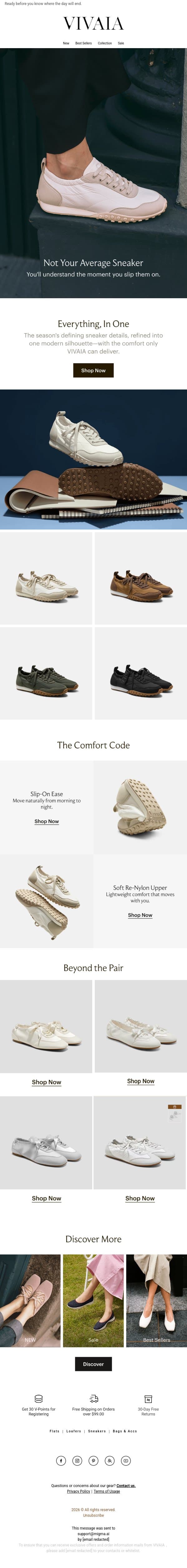 NEW: Not Your Average Sneaker.👟✨ email from VIVAIA screenshot